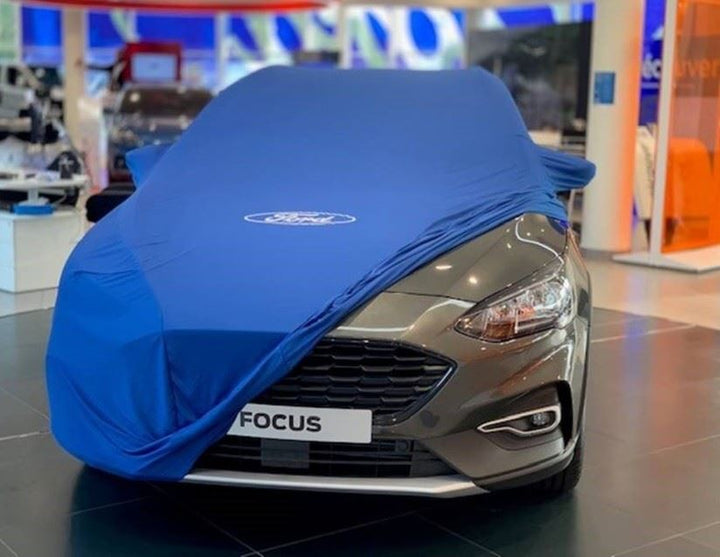 Original Ford Focus Premium Schutzabdeckung blau, Original Ford-Emblem weiß
