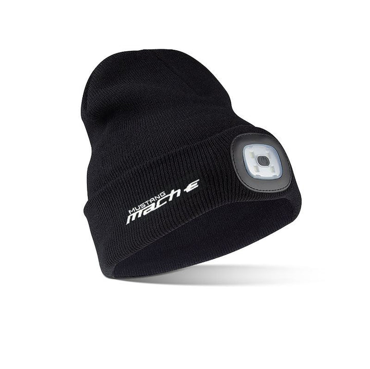 Ford Mustang Mach-E Logo Beanie Mütze mit LED-Kopfleuchte Schwarz