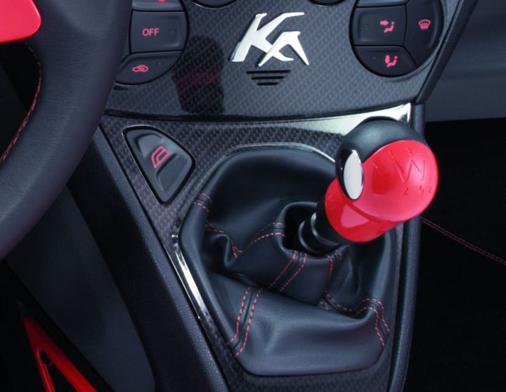 Original Ford Ka 2008-2016 Schaltknauf rot mit schwarzem Leder-Einsatz