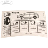 Original Ford B-MAX 2012-2017 Reifen Aufkleber 1831875
