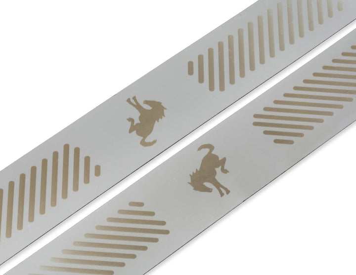 Original Ford Bronco Einstiegszierleisten vorne und hinten, mit Bronco Pony Logo