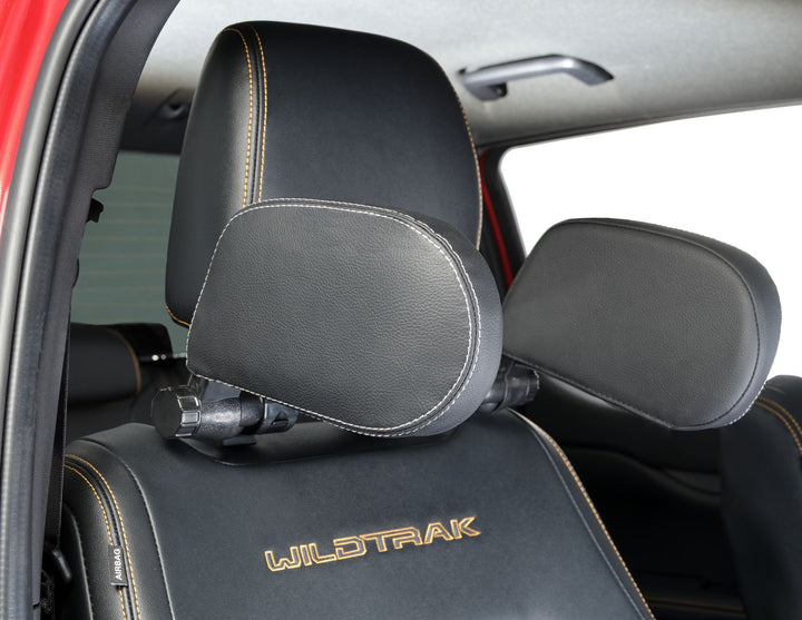 ACV* Schlaf-Kopfstütze schwarzes PVC-Leder mit silbernem Gestänge