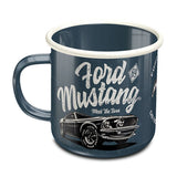 Ford Mustang Meet The Boss Retro Emaille Tasse Blau