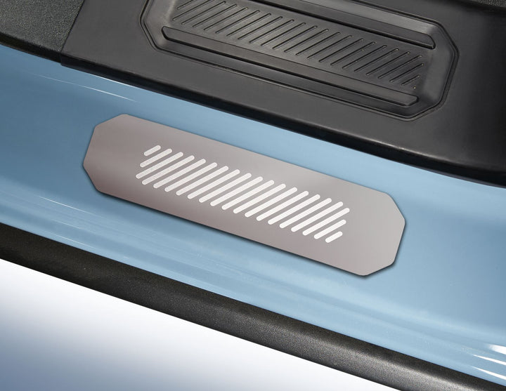 Original Ford Bronco Einstiegszierleisten vorne und hinten, mit Bronco Pony Logo