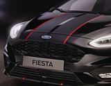 Original Ford Fiesta ab 2017 Zierstreifen für Motorhaube,mattschwarz/rotglänzend