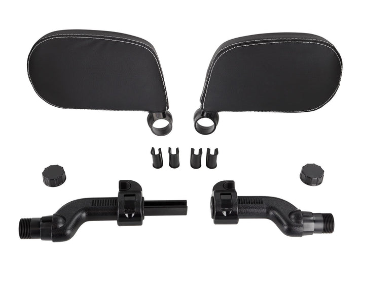 ACV* Schlaf-Kopfstütze schwarzes PVC-Leder mit silbernem Gestänge