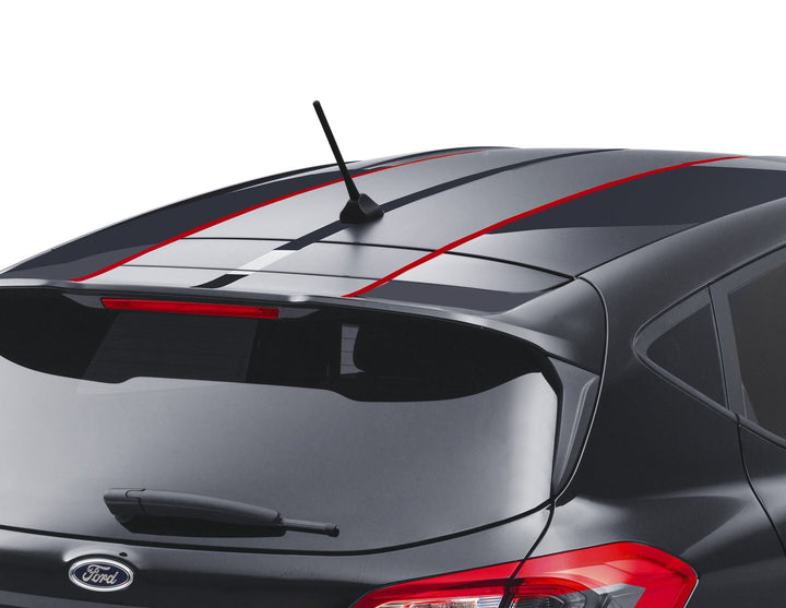 Original Ford Fiesta ab 2017 Zierstreifen für Dach, mattschwarz/rot glänzend