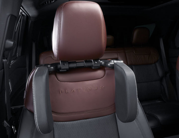 ACV* Schlaf-Kopfstütze schwarzes PVC-Leder mit silbernem Gestänge