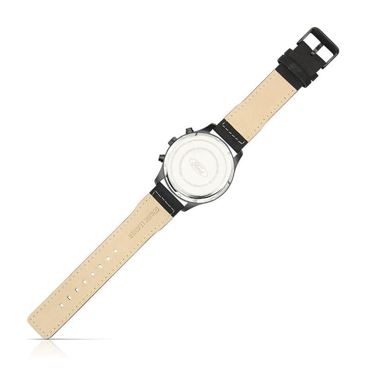 Ford Basic Armbanduhr Chronograph mit Lederarmband 10 ATM