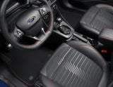 Original Ford Puma & Fiesta Velours-Teppichfußmatten vorne, schwarz, rote Nähte