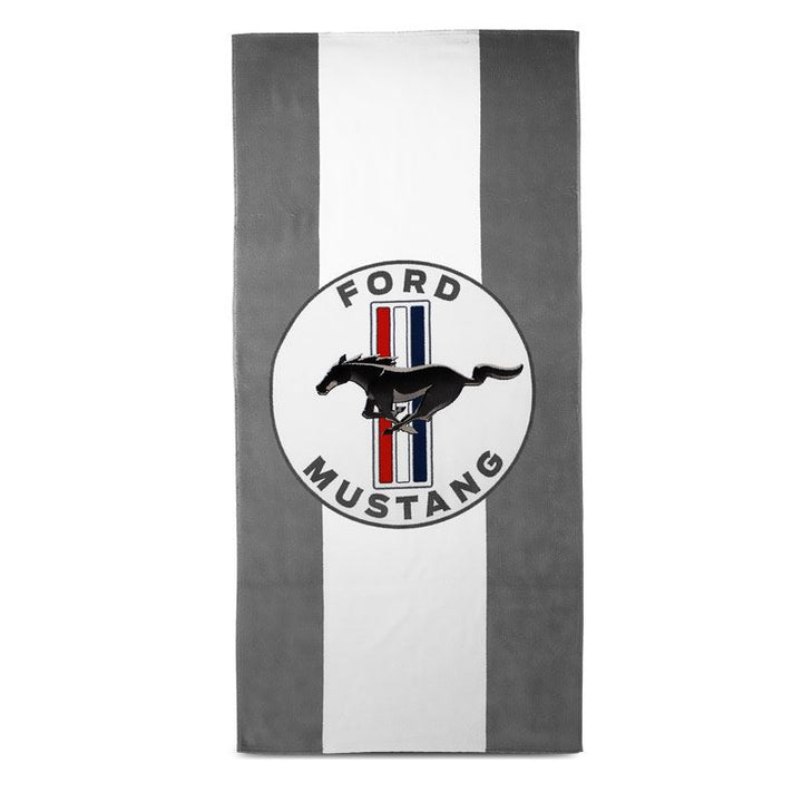Ford Mustang Logo Badetuch Grau Weiß 140 x 70cm