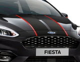 Original Ford Fiesta ab 2017 Zierstreifen für Motorhaube,mattschwarz/rotglänzend