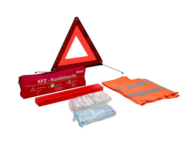 Kalff* Premium Erste-Hilfe-Ausrüstung in roter Nylontasche, Standard „Trio“