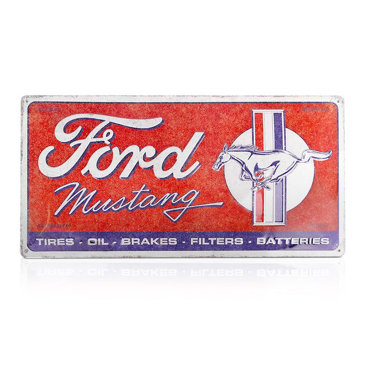 Ford Mustang Retro Blechschild 3 Stripes Logo Rot 25 x 50 cm