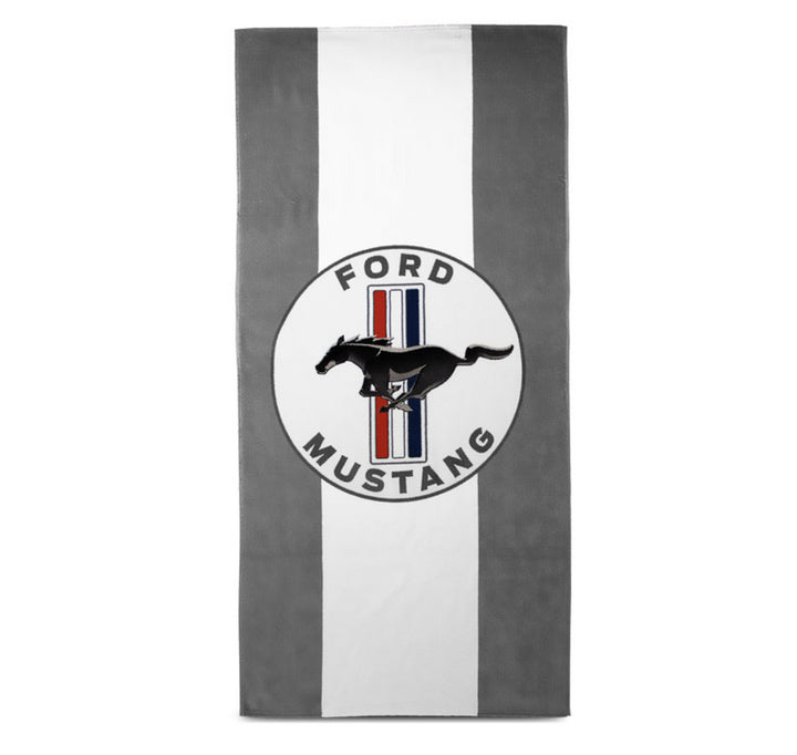 Ford Mustang Logo Badetuch Grau Weiß 140 x 70cm
