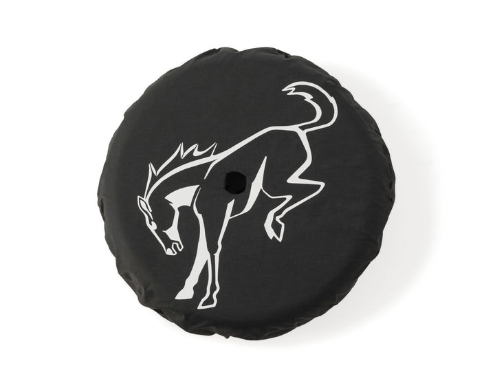 Original Ford Bronco Reserveradabdeckung schwarz mit weißem Bronco Pony Logo