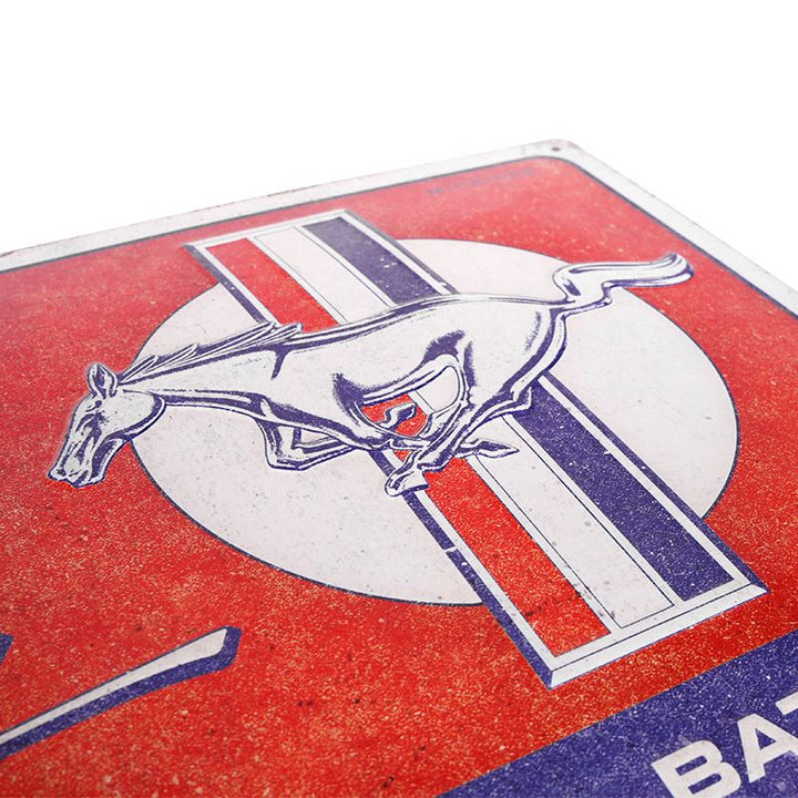 Ford Mustang Blechschild Horse & Stripes Logo rot