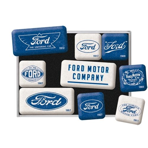 Ford Magnetset Blau Weiß neunteilig