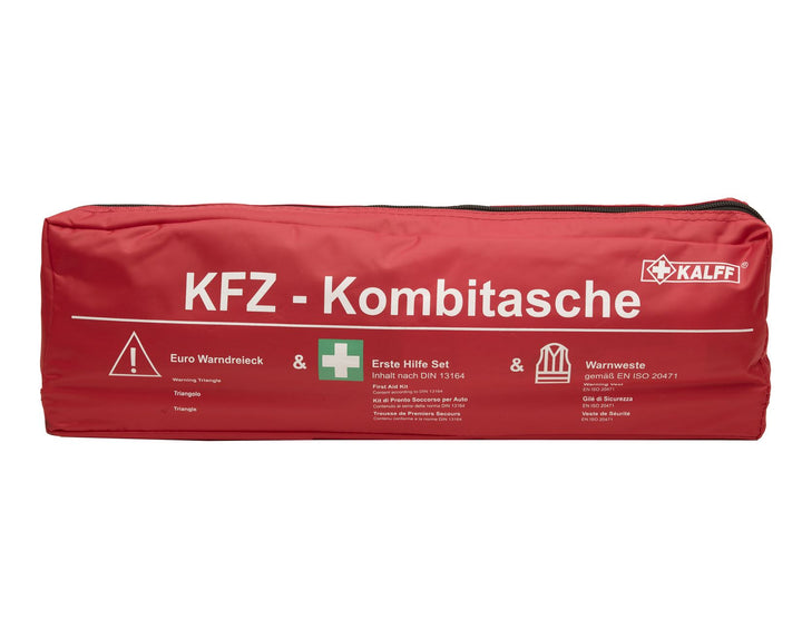 Kalff* Premium Erste-Hilfe-Ausrüstung in roter Nylontasche, Standard „Trio“