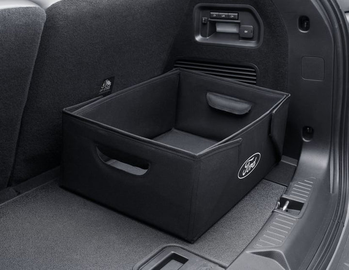 Faltbare Transportbox schwarzer Stoff, mit weißem Ford Oval auf beiden Seiten