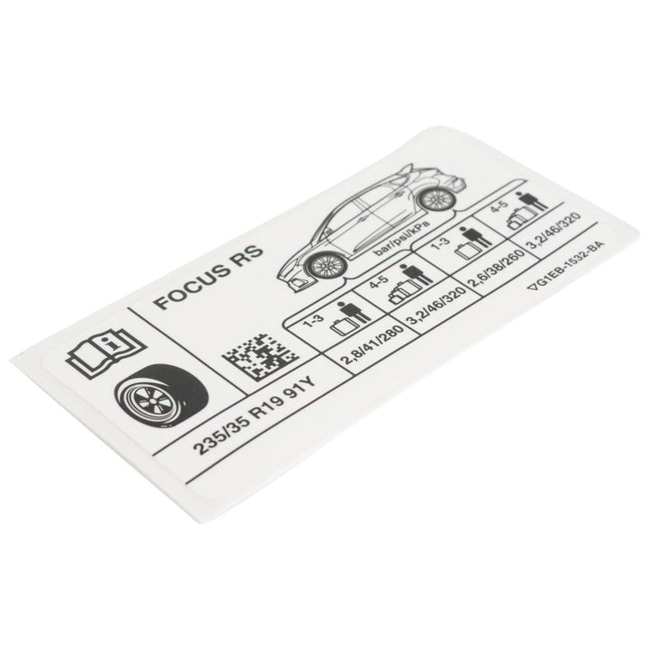 Focus RS Reifendruck Aufkleber