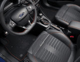 Original Ford Puma & Fiesta Velours-Teppichfußmatten vorne, schwarz, rote Nähte