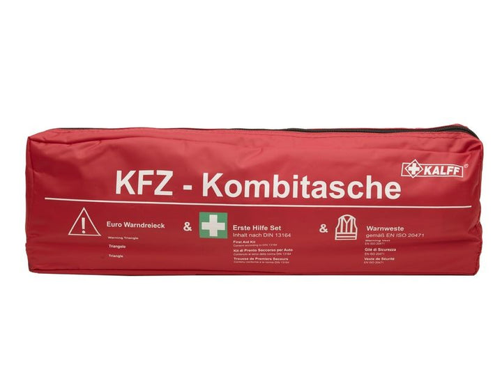 Kalff* Premium Erste-Hilfe-Ausrüstung in roter Nylontasche, Standard „Trio“