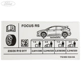 Focus RS Reifendruck Aufkleber