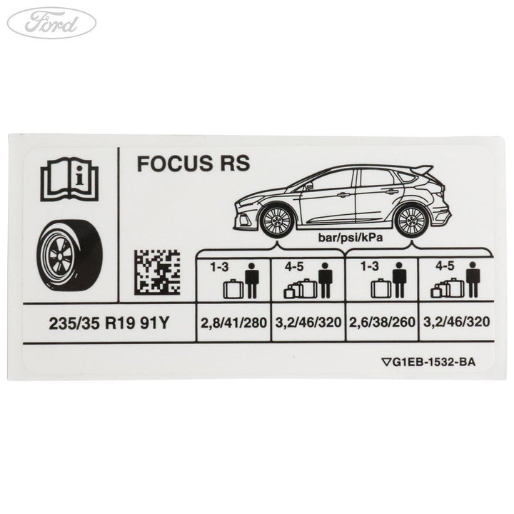 Focus RS Reifendruck Aufkleber