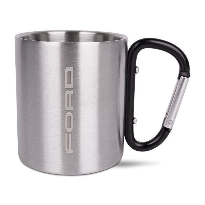 Ford Outdoor Edelstahlbecher mit Karabinergriff Silber 220ml