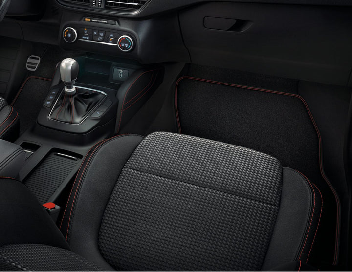 Ford Focus Velours-Teppichfußmatten vorne, schwarz mit roter Naht 2602230