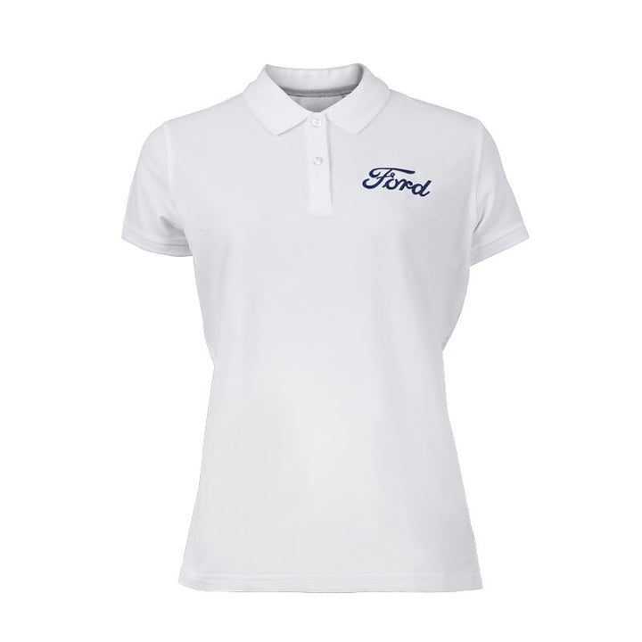 Ford Script Damen Polo-Shirt weiß, M
