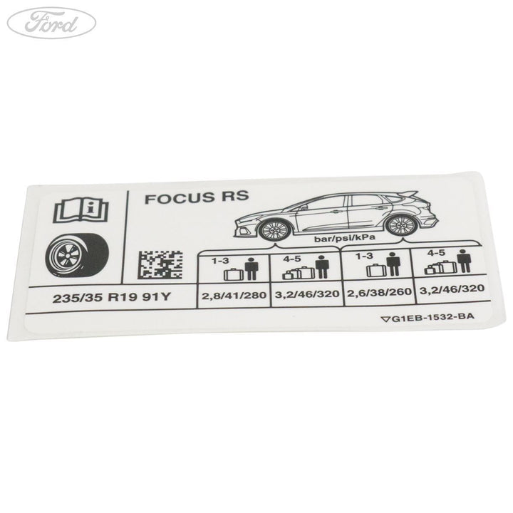 Focus RS Reifendruck Aufkleber