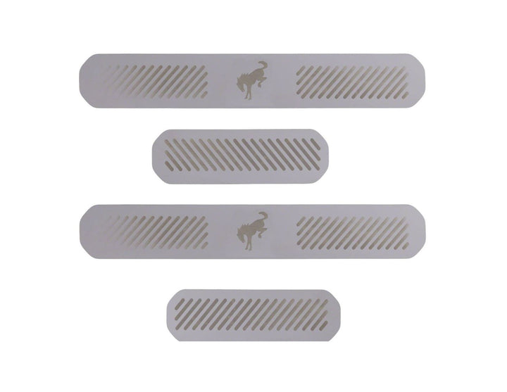 Original Ford Bronco Einstiegszierleisten vorne und hinten, mit Bronco Pony Logo