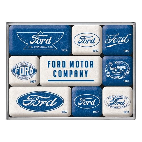 Ford Magnetset Blau Weiß neunteilig