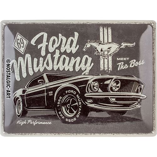 Ford Mustang Meet The Boss Retro Blechschild 30 x 40cm