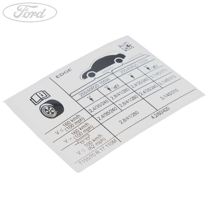 Original Ford Edge Aufkleber Aufkleber Reifendruck 2016-2018 2008029