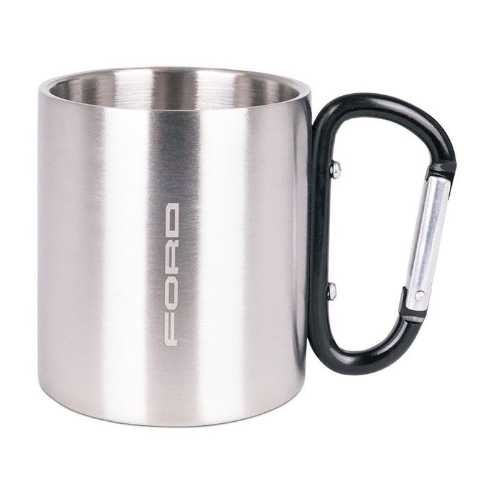Ford Outdoor Edelstahlbecher mit Karabinergriff Silber 220ml